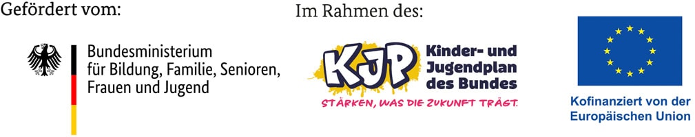 Banner mit den Logos von BMBFSFJ, KJP und Kofinanziert von der EU