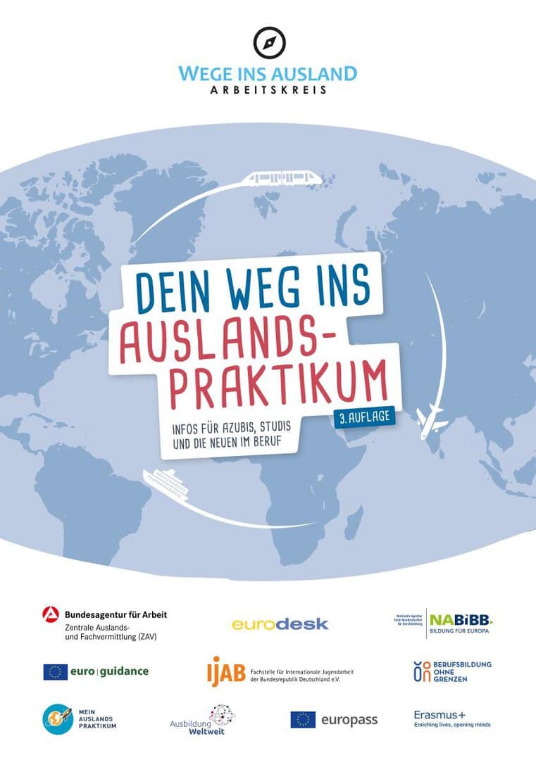 Cover der Broschüre - Dein Weg ins Auslandspraktikum